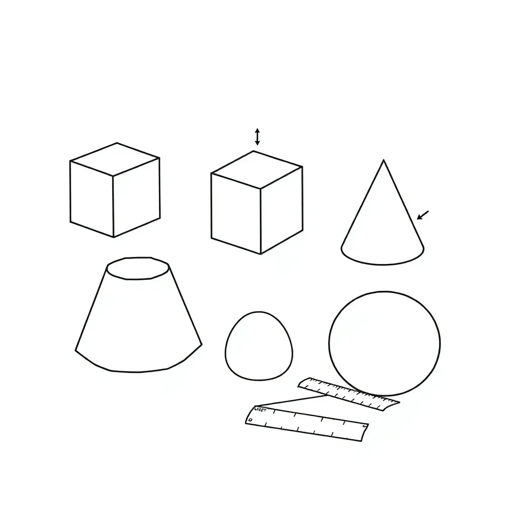 3D shapes including cube, cylinder, and sphere