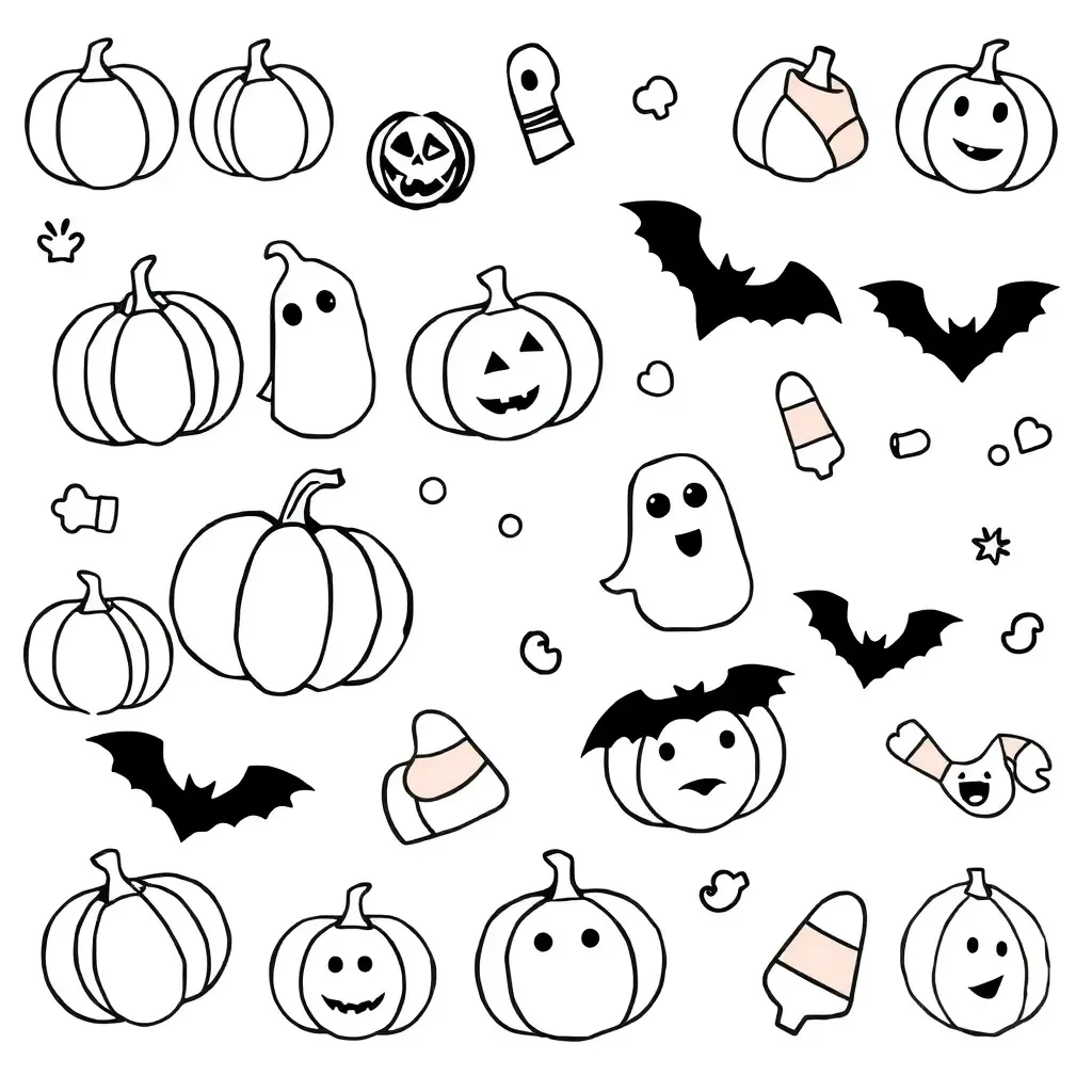 Halloween pumpkins and bats