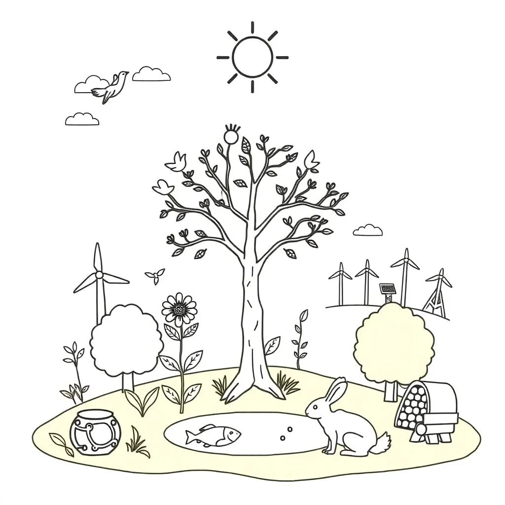 Ecosystem food web illustration