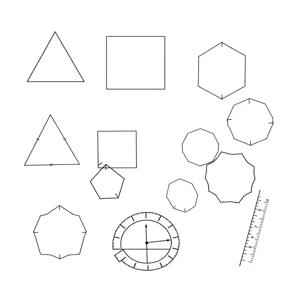 Geometric polygons with angles