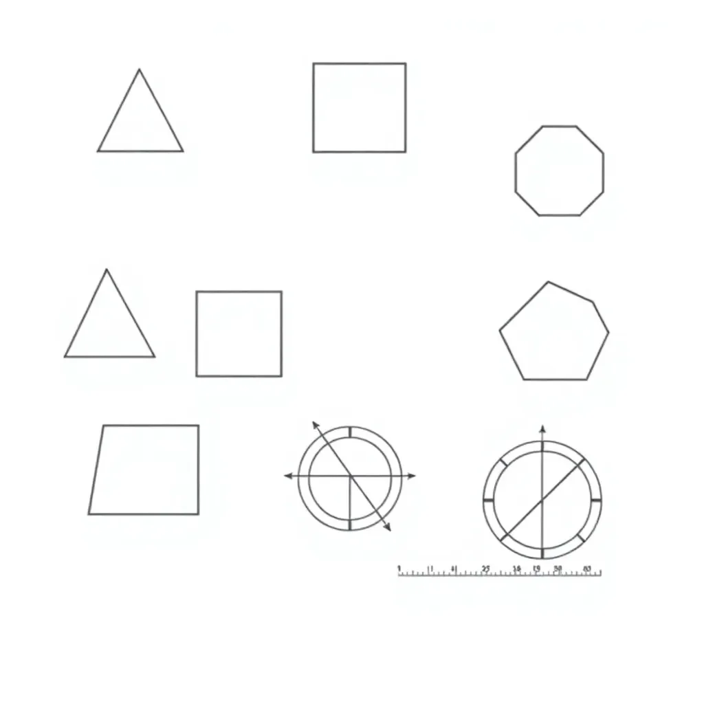 Various polygons with angle markings