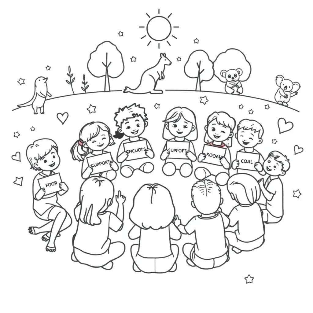 Students encouraging each other illustration