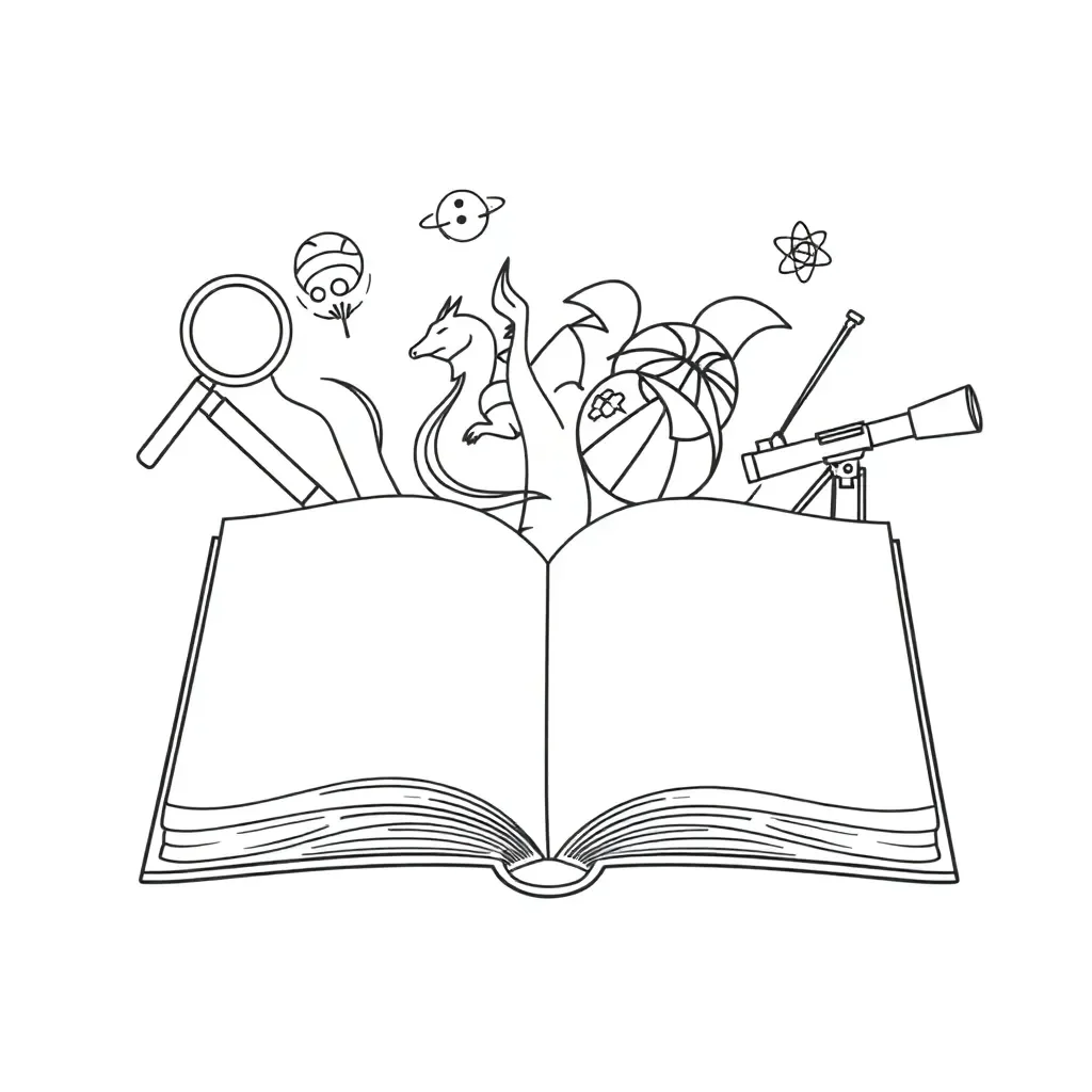 Stack of colorful books with reading symbols