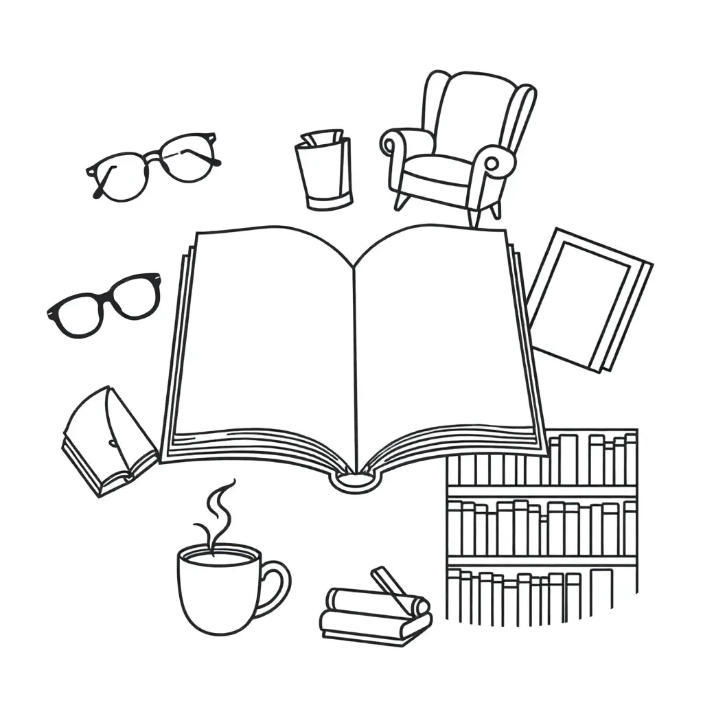 Stack of colorful books with reading glasses