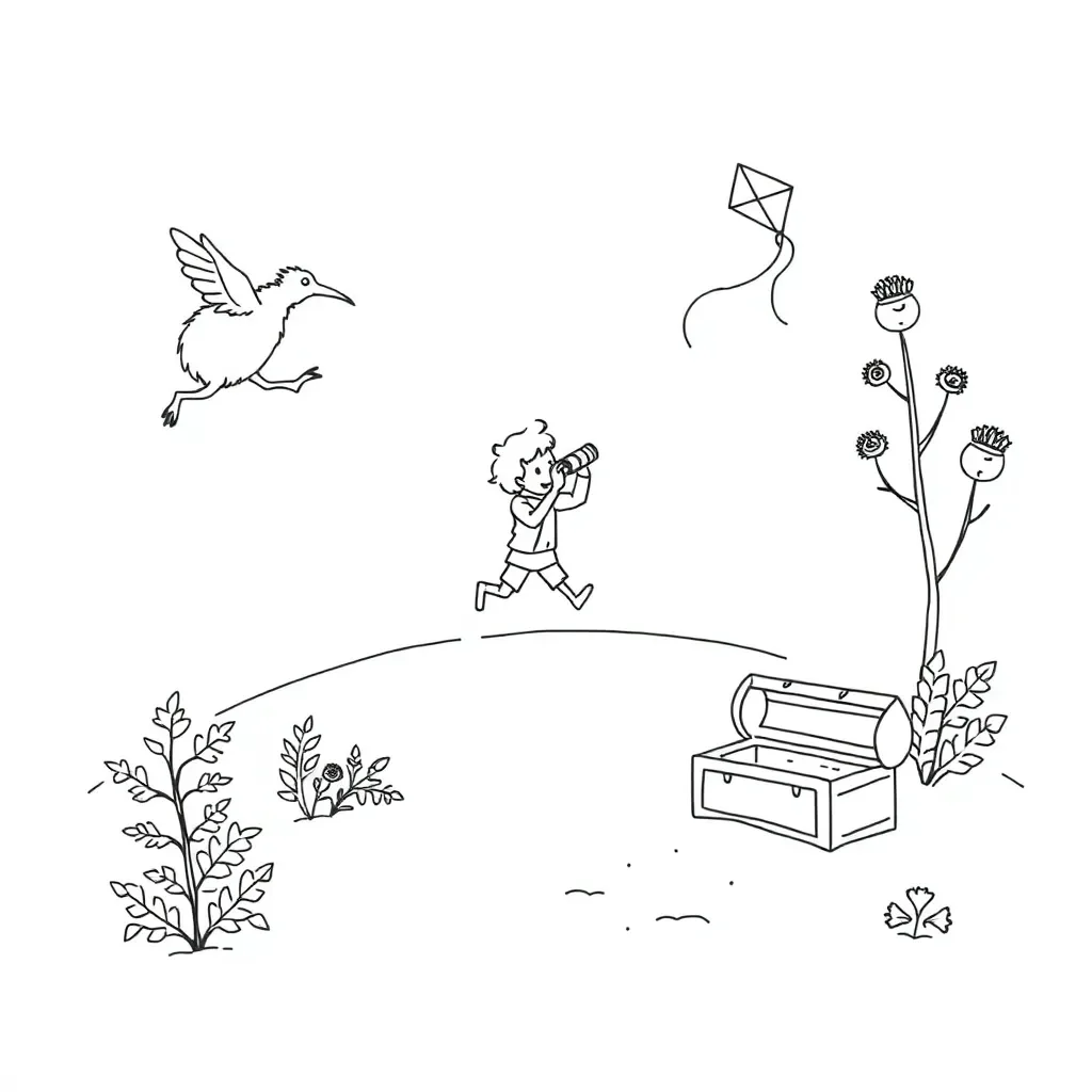 Children jumping and running with sight words floating around them