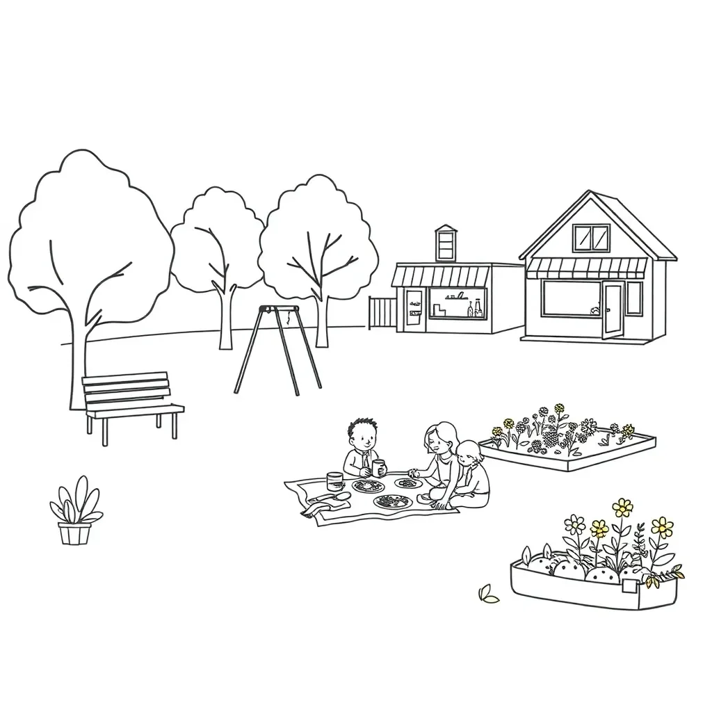 Community explorer with map and magnifying glass