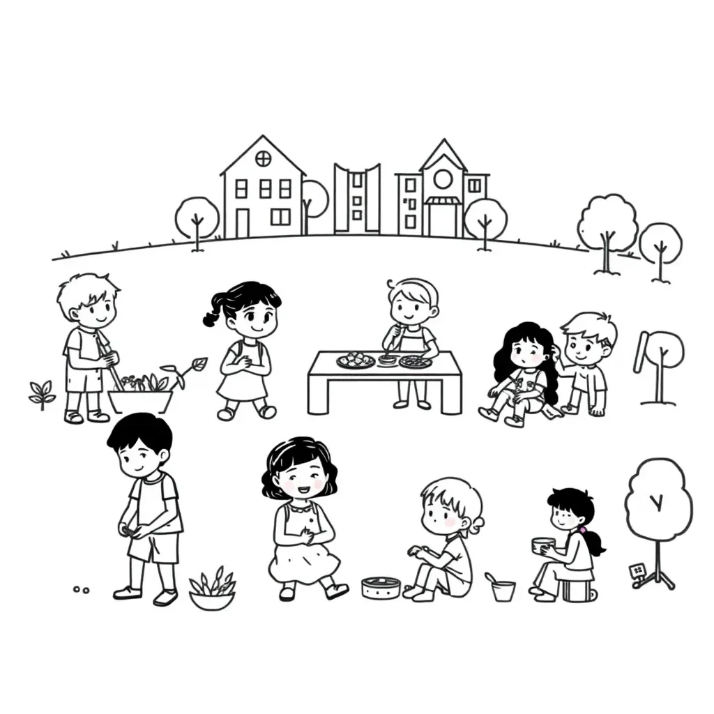 Community explorer with map and binoculars