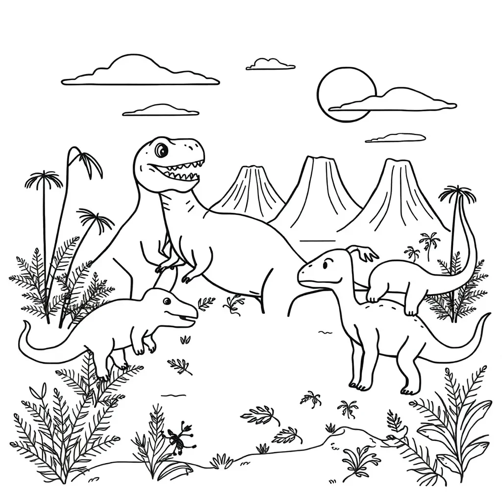 Friendly dinosaur reading a book