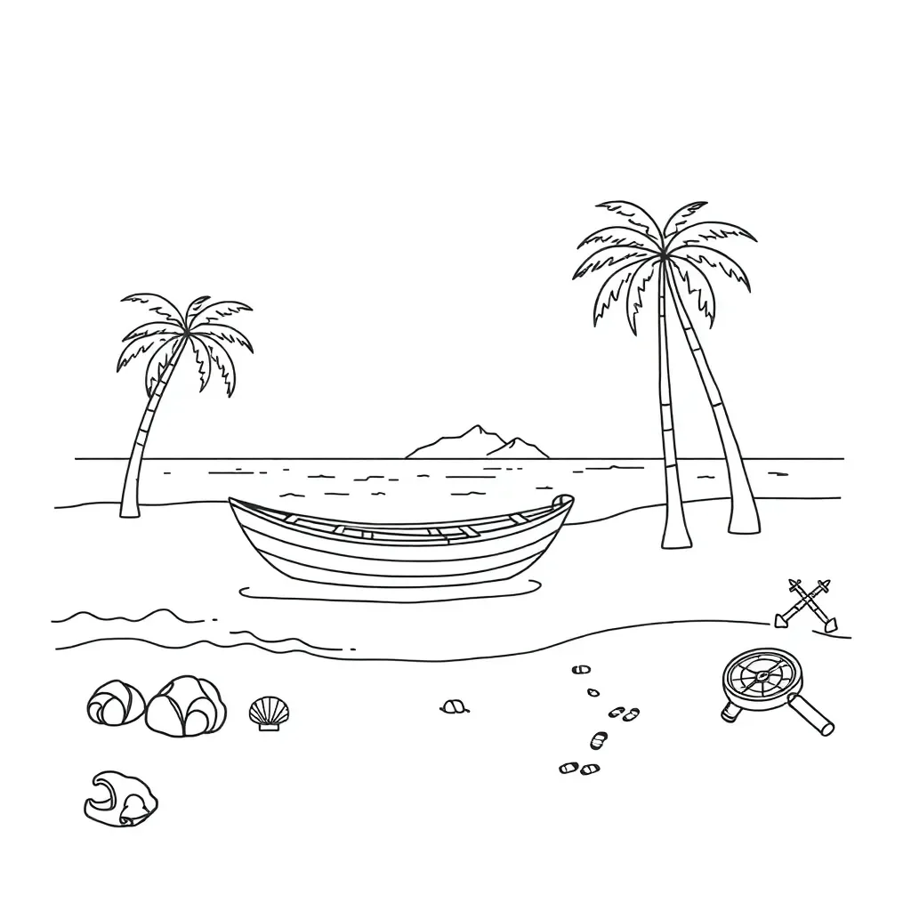 Person stranded on island illustration