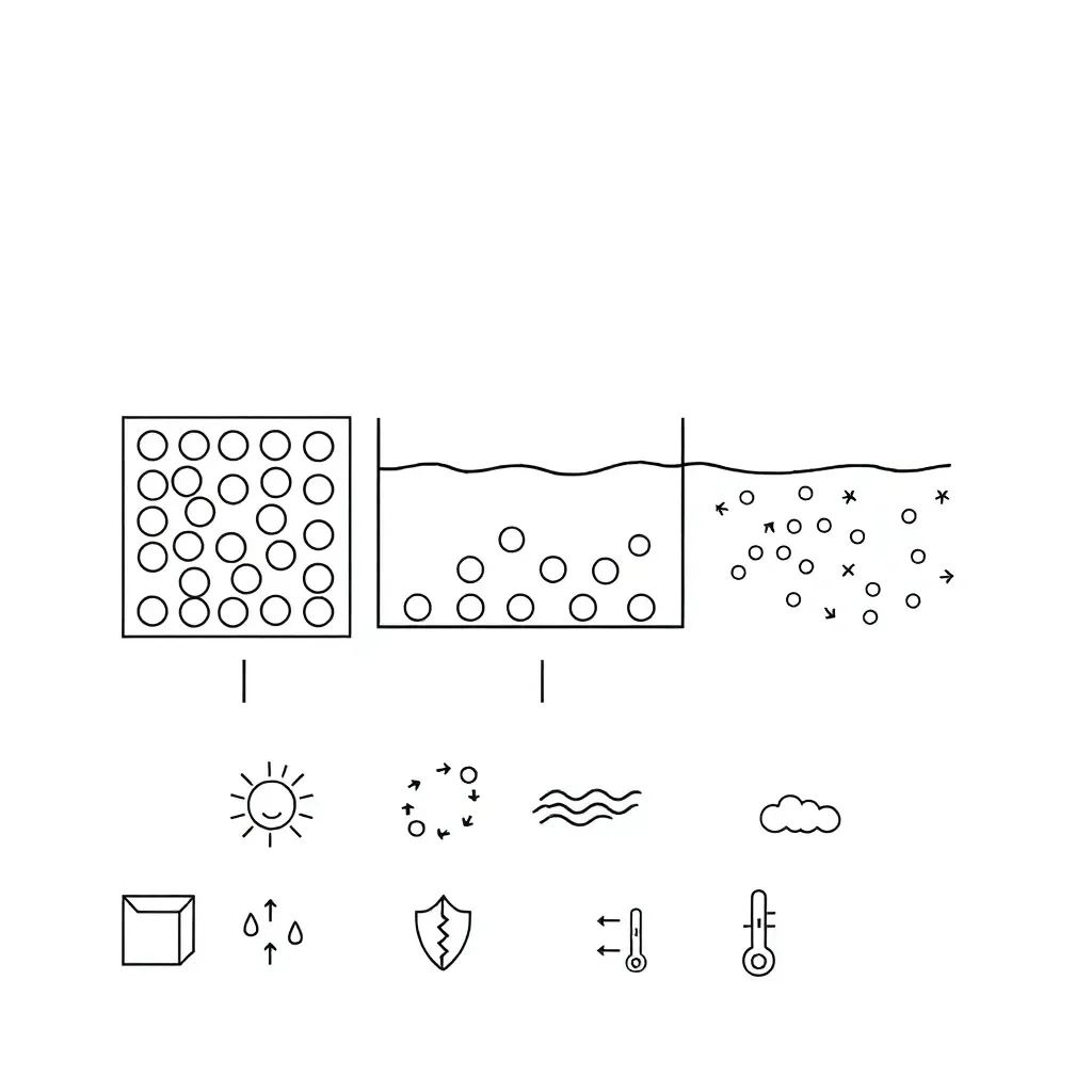 Particles in different states of matter