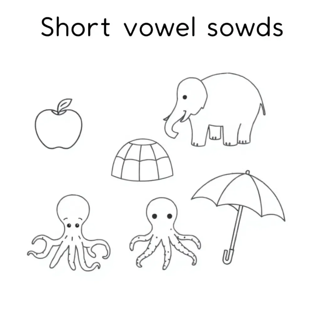 Short vowel sounds illustration