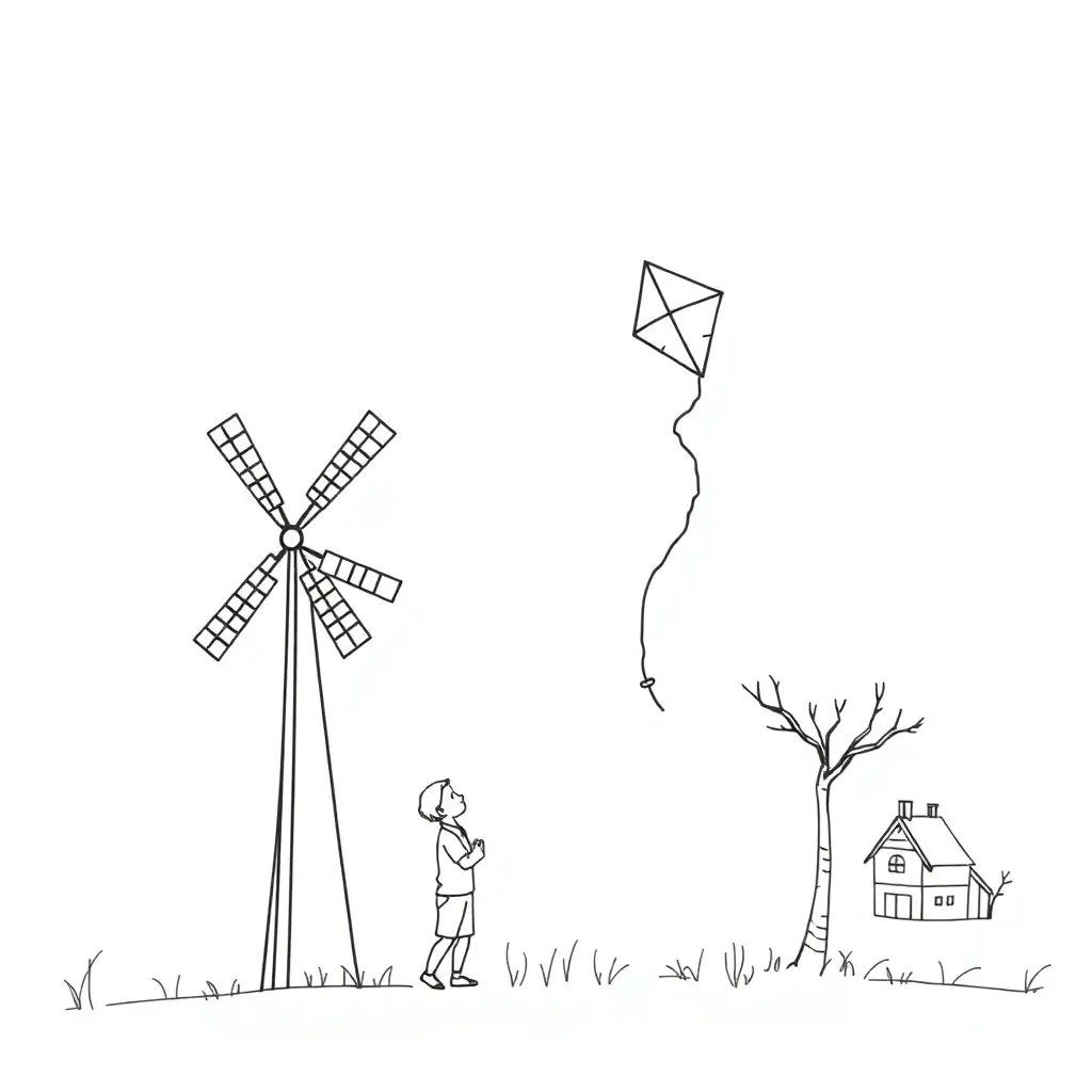 Boy with windmill illustration