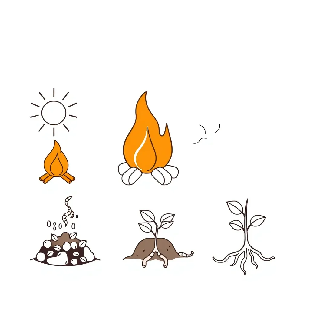 Natural thermal energy sources illustration