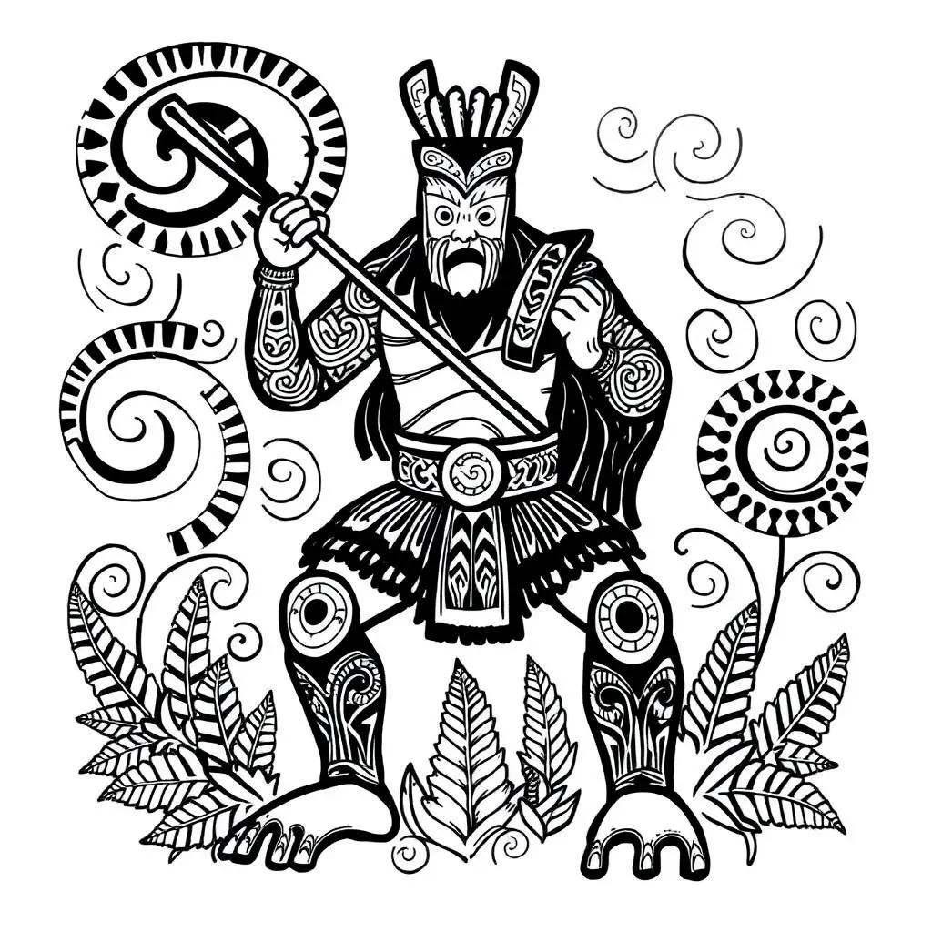 Traditional Māori warrior with taiaha