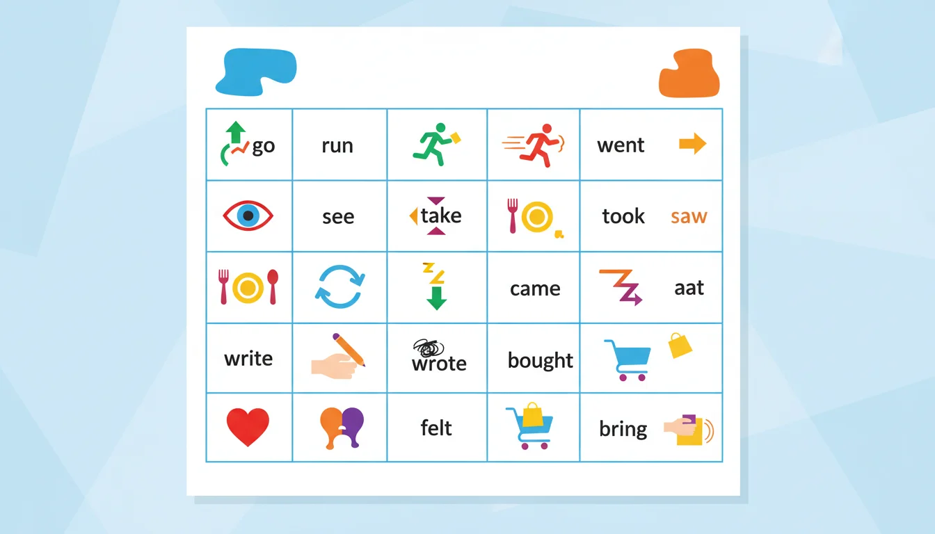 Common Irregular Verbs Reference Chart