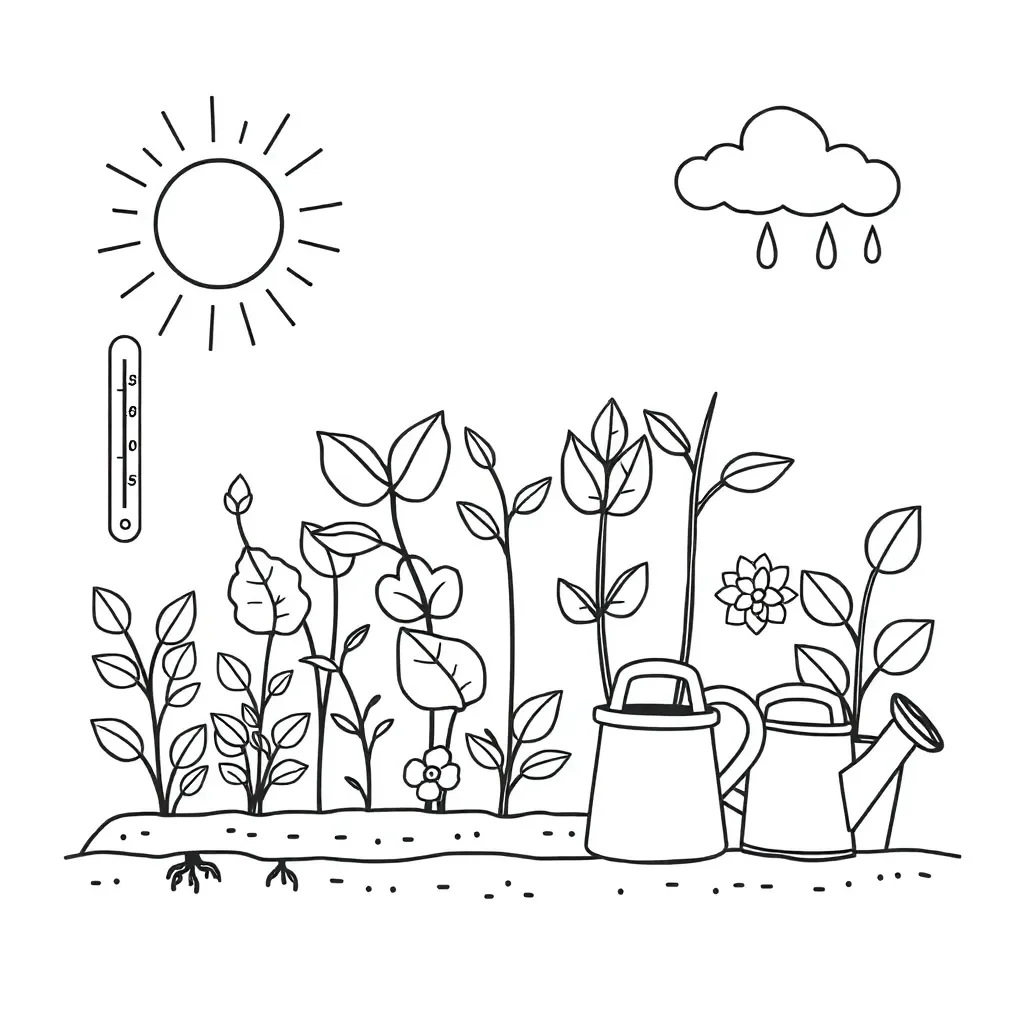 Plants growing in different environmental conditions