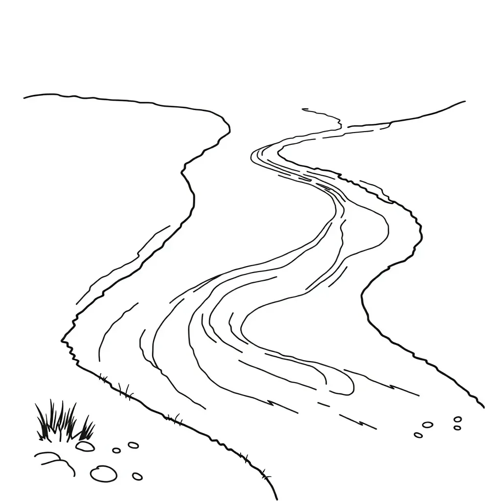 River landscape with meanders and oxbow lakes