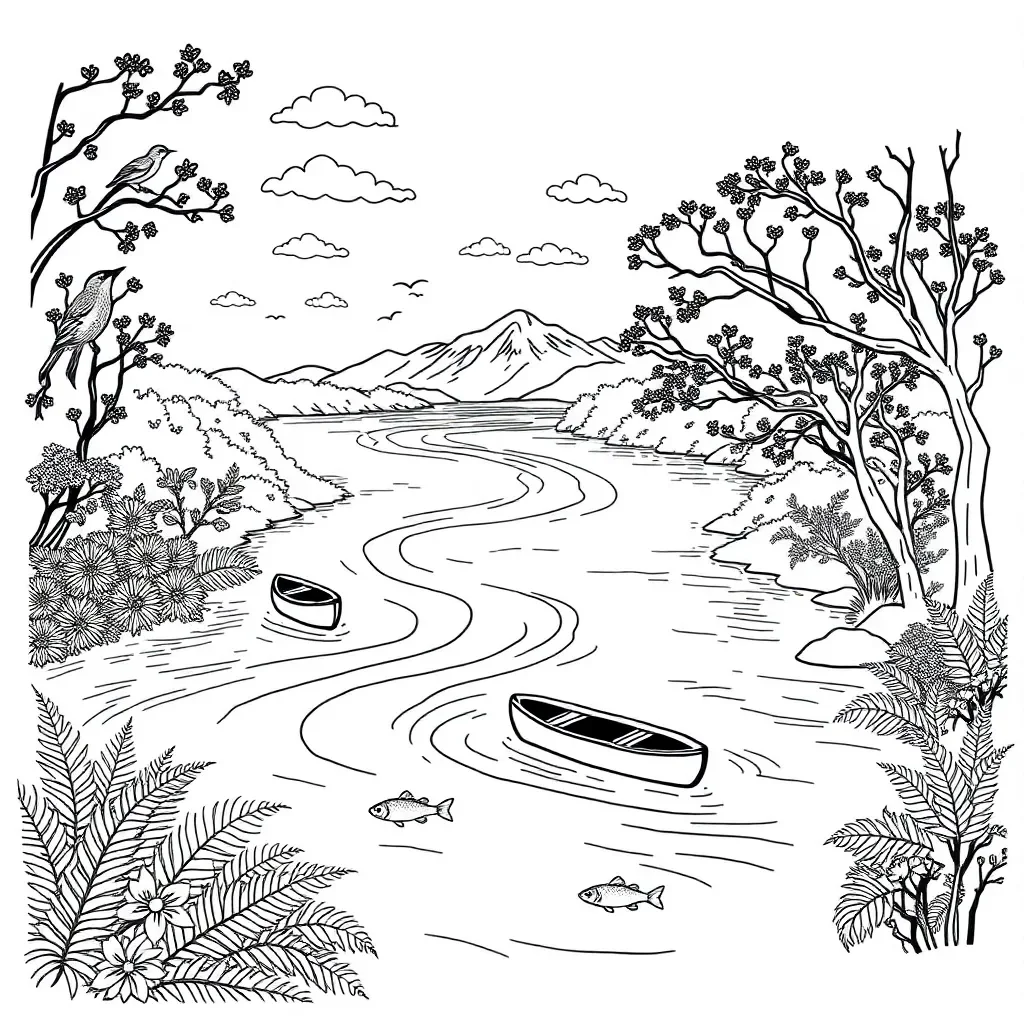 New Zealand river scene with native bush