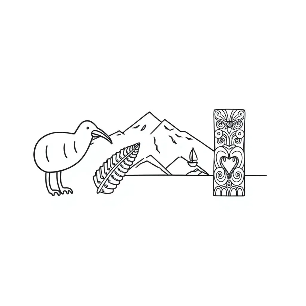 New Zealand landscape illustration