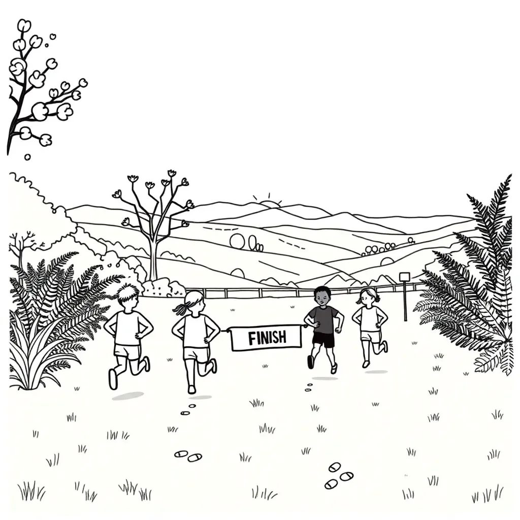 Students running in a cross country race