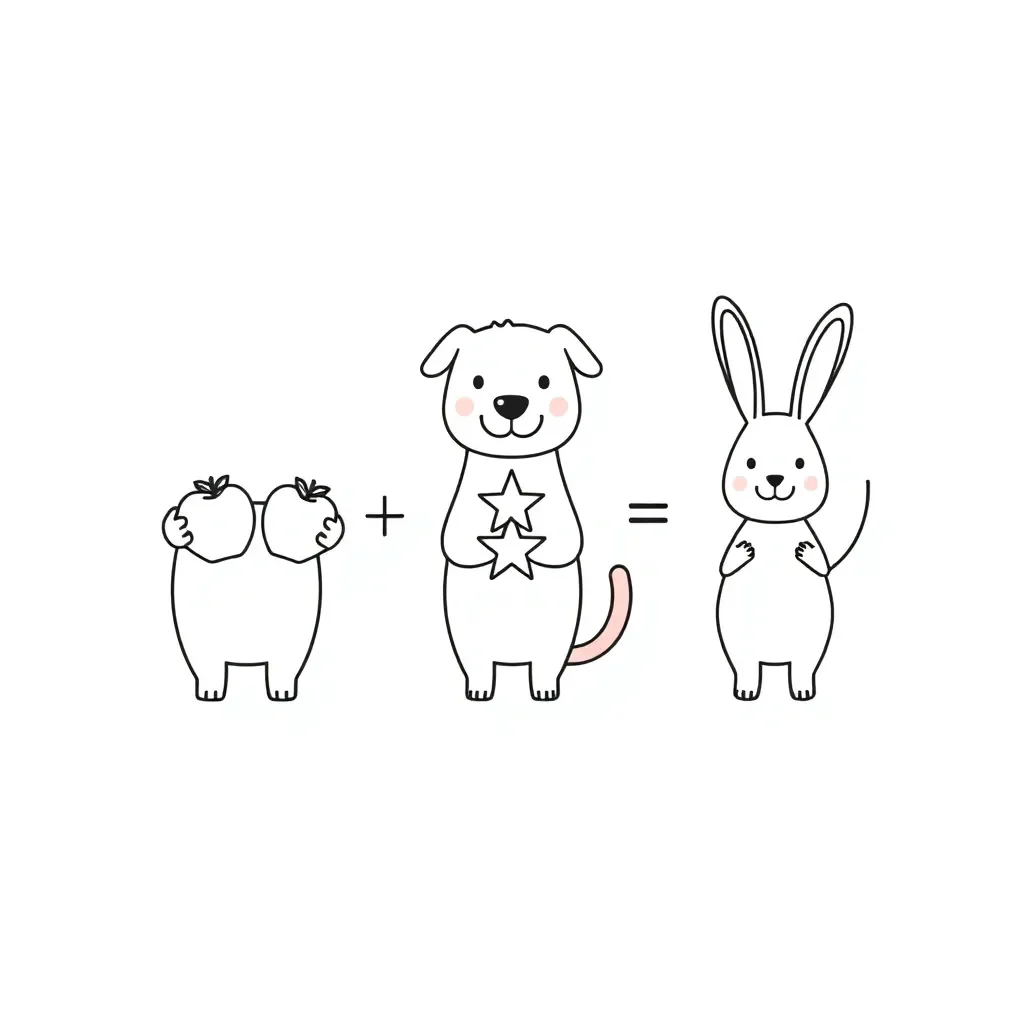 Math addition worksheet illustration