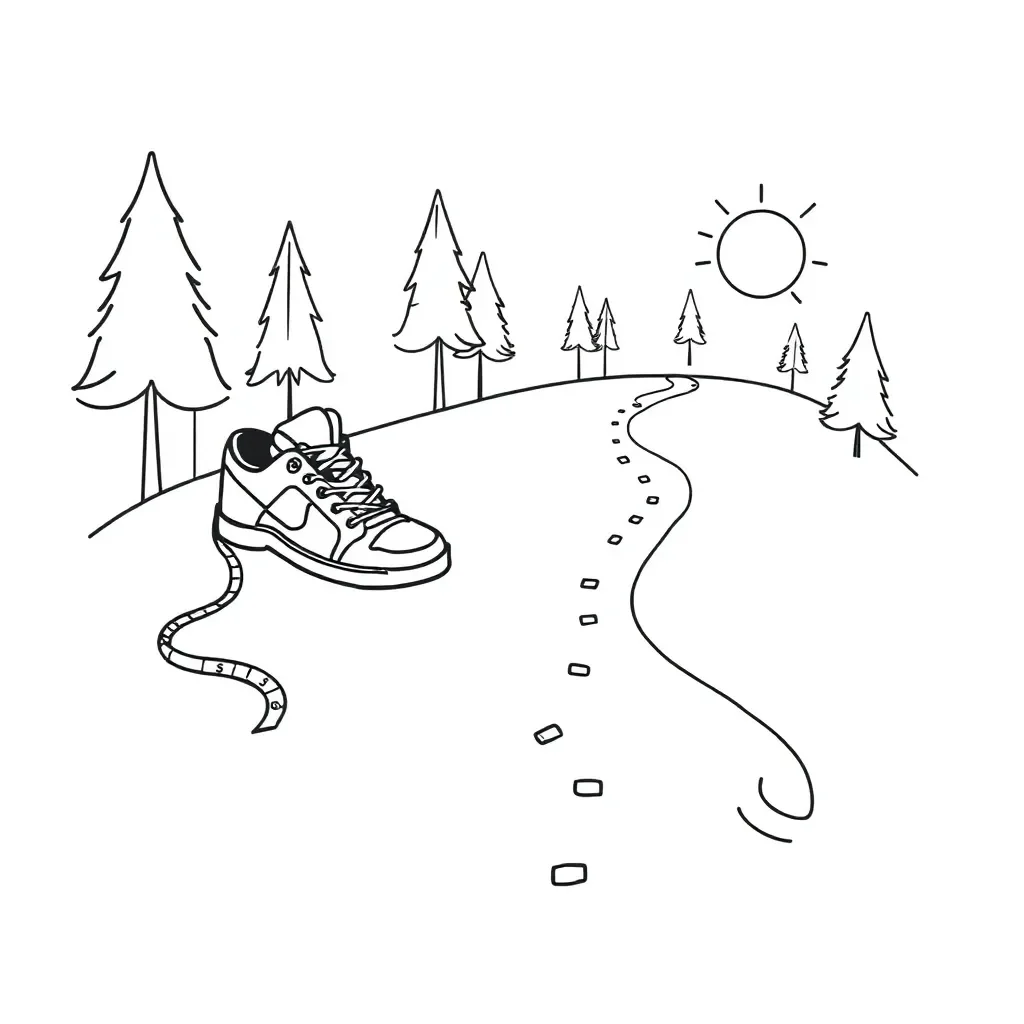 Person walking with footsteps
