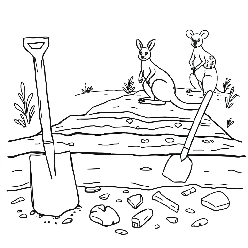 Archaeological excavation showing earth layers