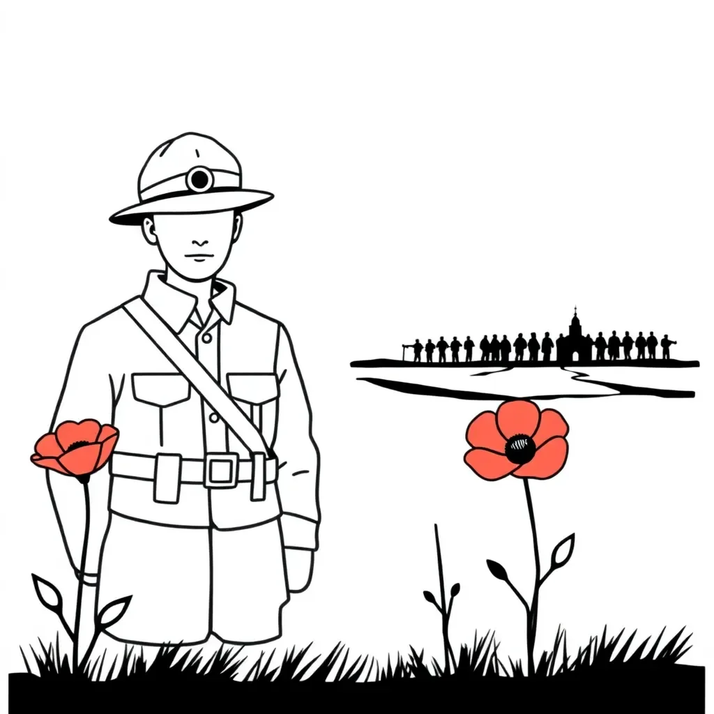 WWI soldiers in trenches illustration