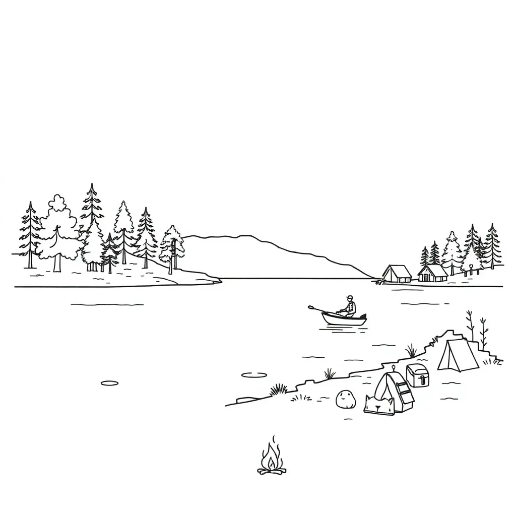 Hunting and fishing equipment illustration
