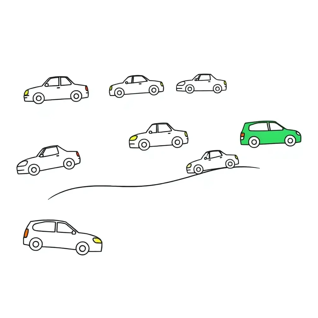 Colorful cars with letters