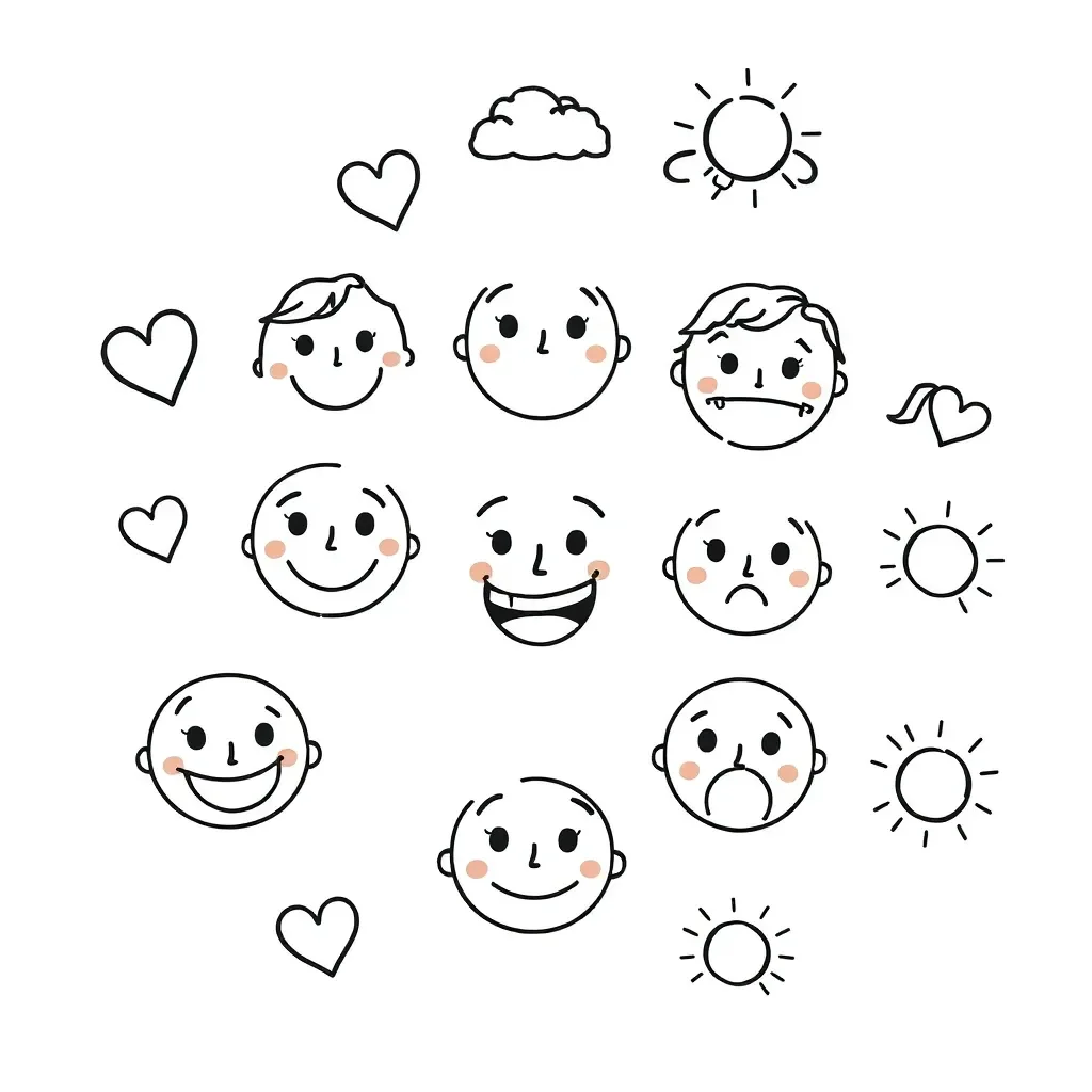 Māori cultural design with emotion faces