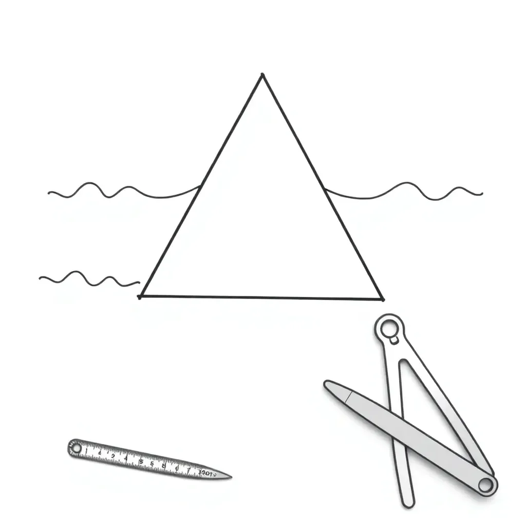 Triangle with angle and sides illustration