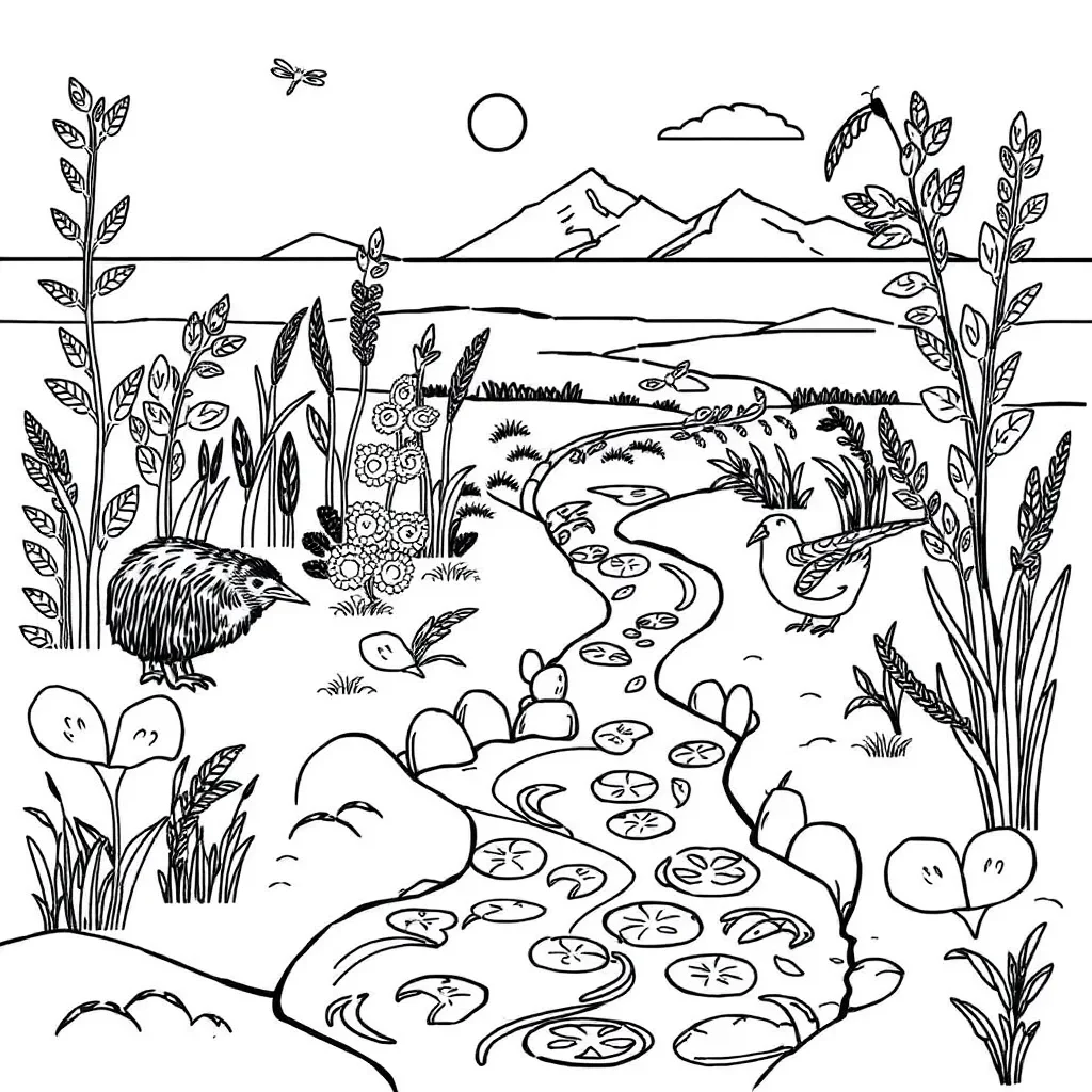 Swamp ecosystem illustration