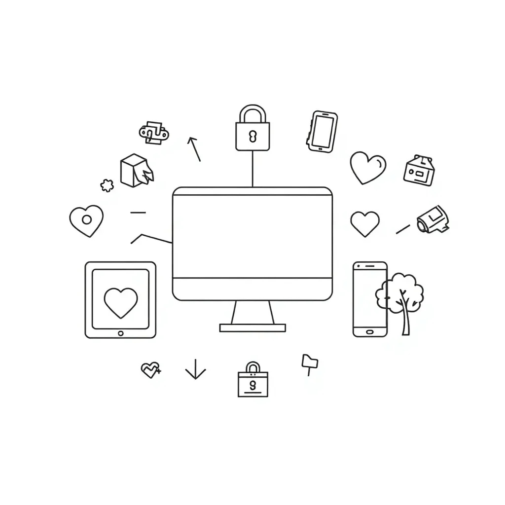Digital devices and safety icons
