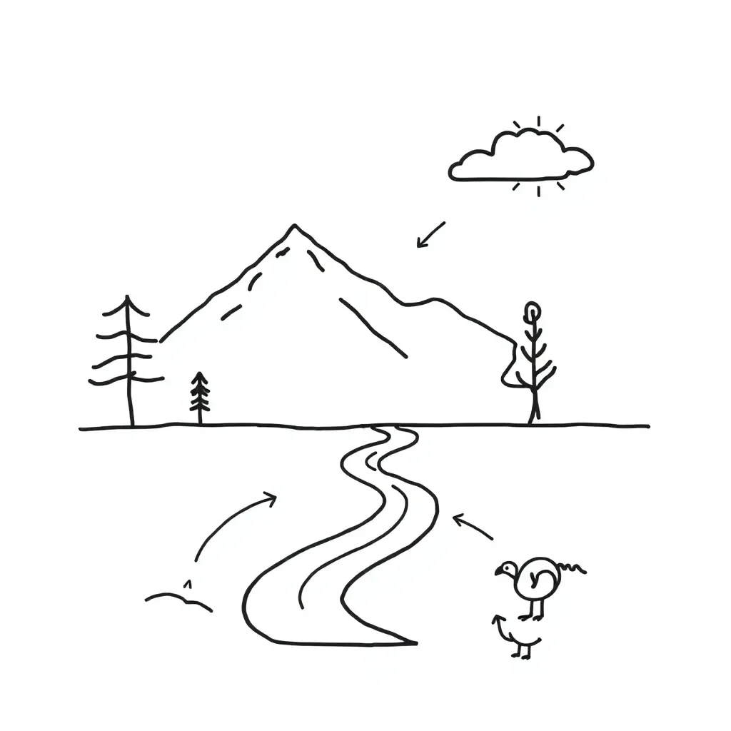 Carbon cycle and Earth spheres illustration