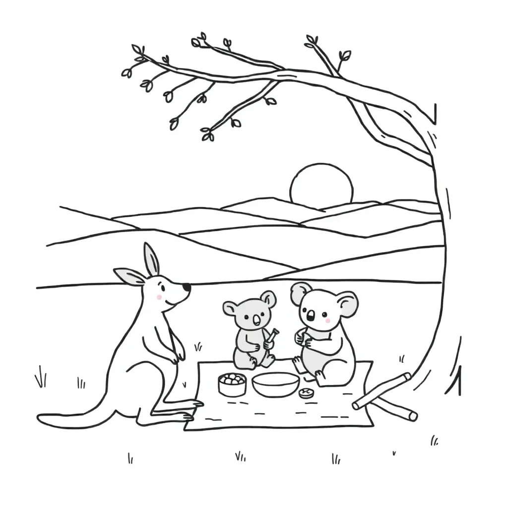 Australian flag and poetry books illustration