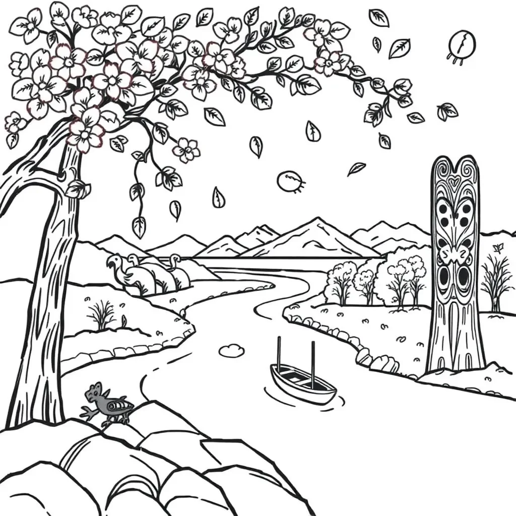 Autumn leaves and writing materials