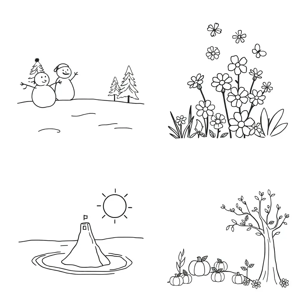 Four seasons tree illustration