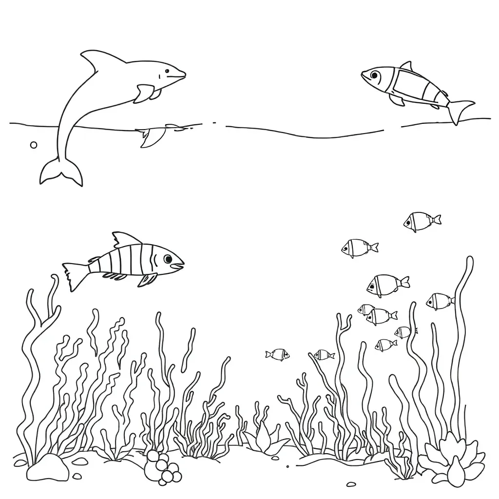 Under the sea scene with fish and coral