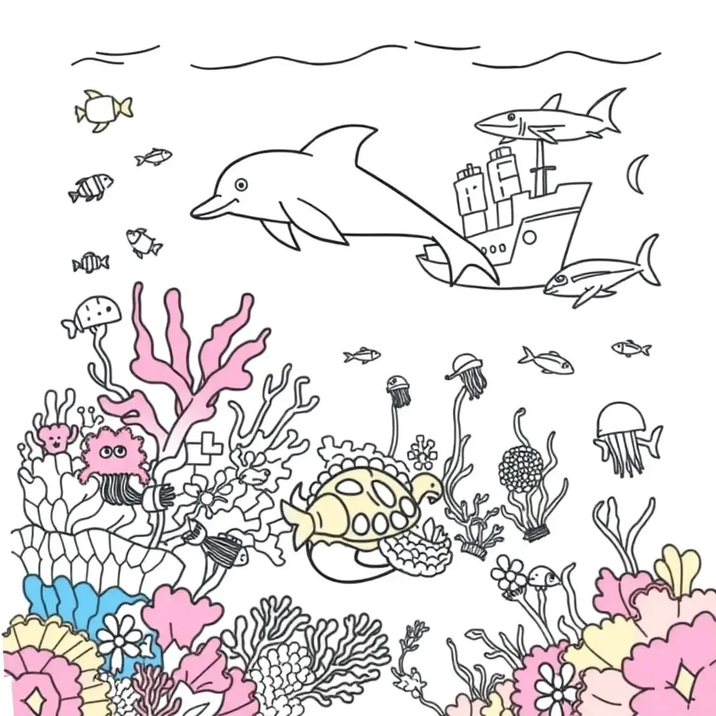 Ocean creatures swimming underwater