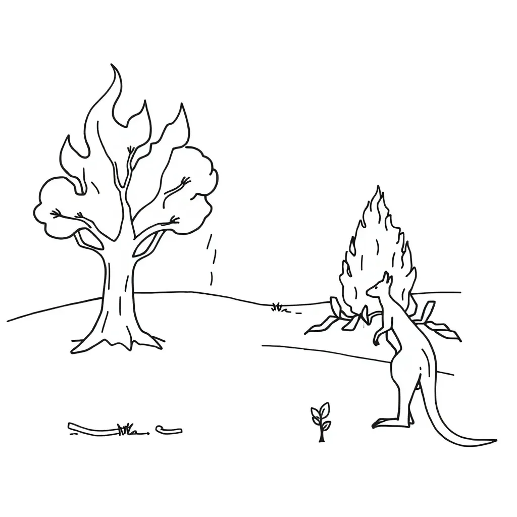 Fire and recovery themed illustration