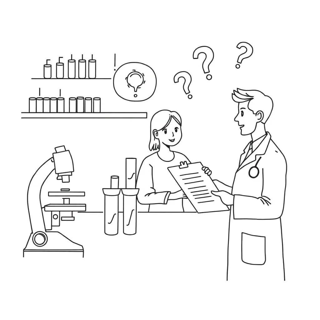 Laboratory professional communicating with patient and doctor