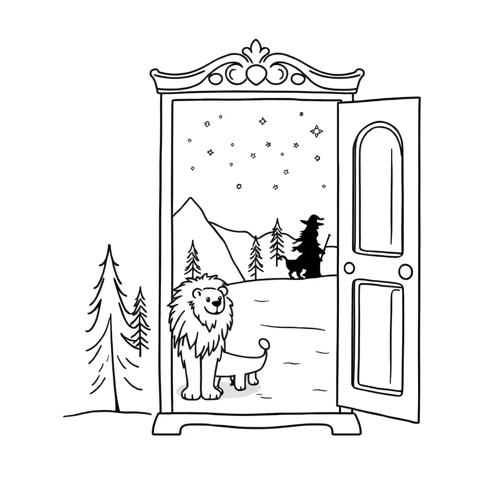 Narnia wardrobe illustration