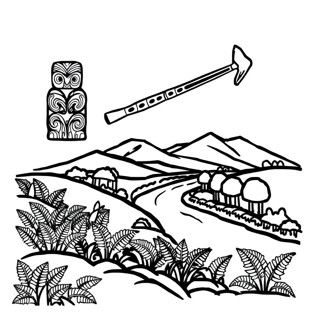 Musical notes and story book illustration