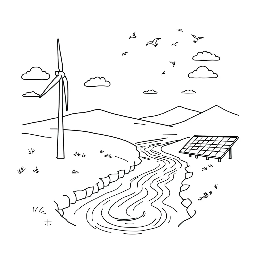 Lightning and wind illustration