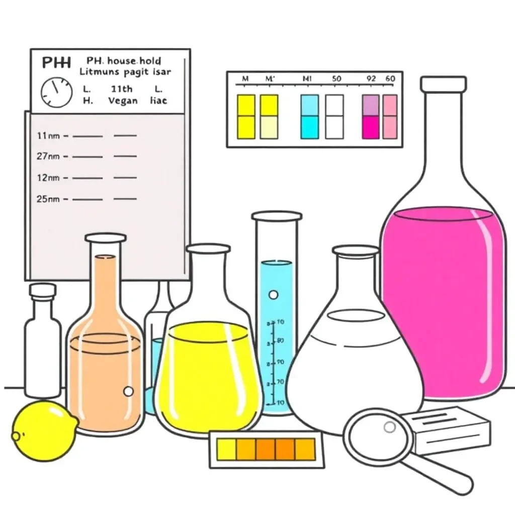 pH scale and indicators illustration