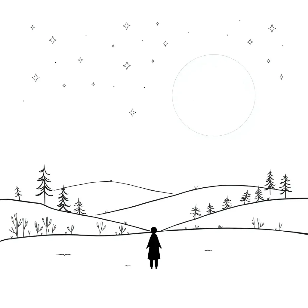 Peaceful moonlit landscape