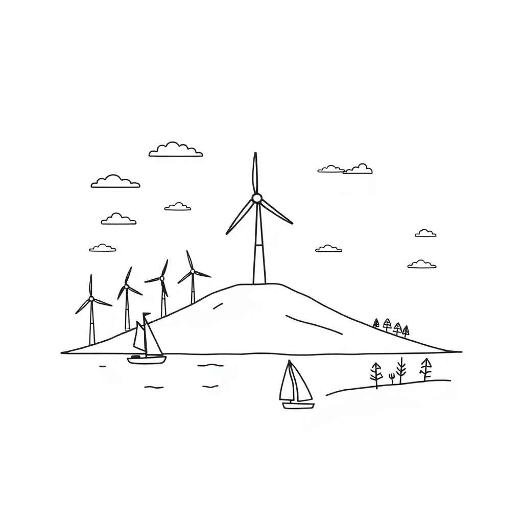 Wind turbines generating electricity