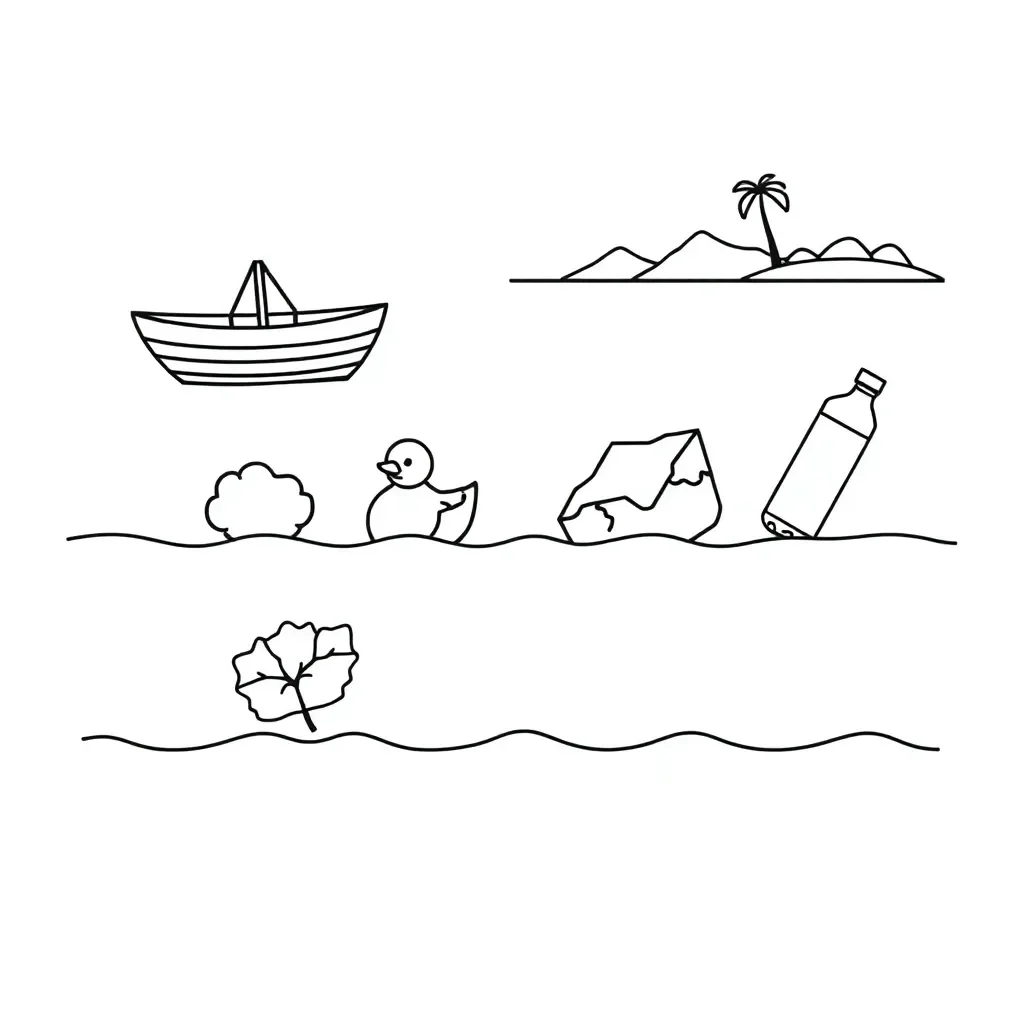 Objects floating and sinking in water