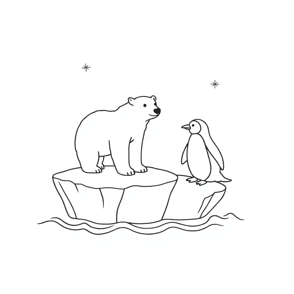 Polar bear and penguin illustration